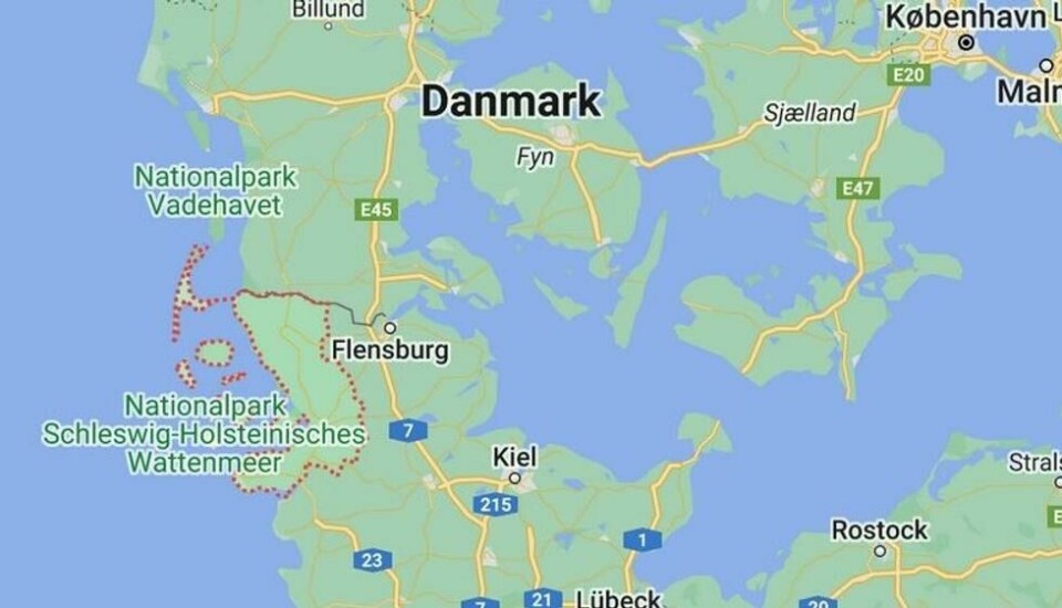 Nordfriesland er en del av Vadehavet på grensen mellom Tyskland og Danmark. Nordfriesland er en del av Vadehavet på grensen mellom Tyskland og Danmark. Foto: Google