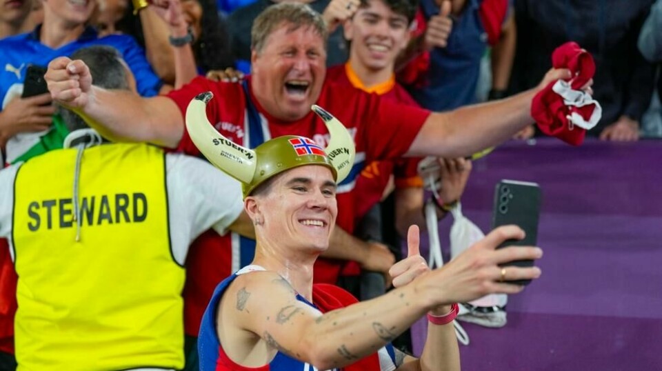 Jakob Ingebrigtsen skapte norsk jubel på Olympiastadion i Roma onsdag kveld. På NRK var det nesten 900.000 som fikk med seg gulløpet. Foto: Heiko Junge / NTB