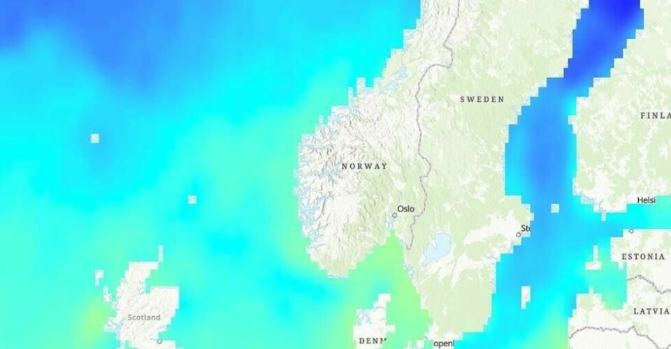 Havtemperaturene lørdag morgen ifølge NOAA. Havtemperaturene lørdag morgen ifølge NOAA. Foto: NOAA