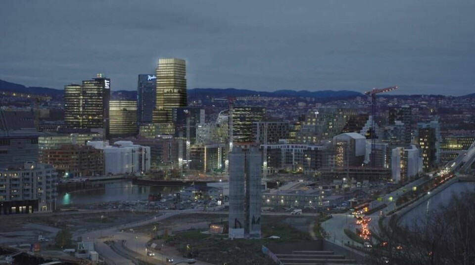 BG14b montert inn ved siden av Posthuset og foran Oslo Plaza.Illustrasjon: Kristin Jarmund/C.F.Møller/Rodeo arkitekter BG14b montert inn ved siden av Posthuset og foran Oslo Plaza.Illustrasjon: Kristin Jarmund/C.F.Møller/Rodeo arkitekter