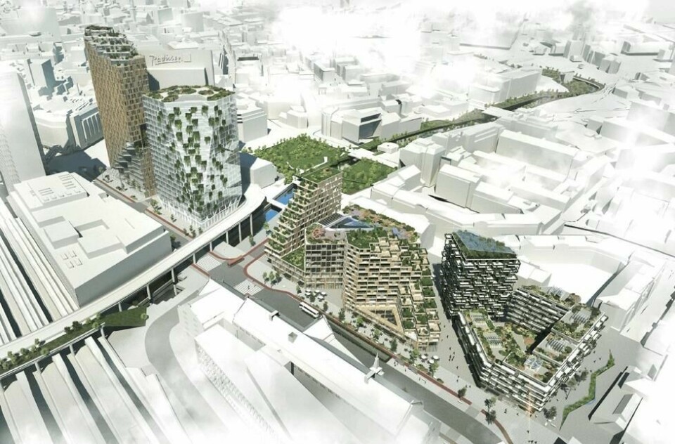 Slik kan Galleri Oslo bli seendes ut, men flere bygninger - hvorav et par av dem blir relativt høye målt opp mot Oslo Plaza. Illustrasjon A-lab Slik kan Galleri Oslo bli seendes ut, men flere bygninger - hvorav et par av dem blir relativt høye målt opp mot Oslo Plaza. Illustrasjon A-lab