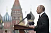 Russlands president Vladimir Putin taler under Seiersdagsparaden på Den røde plass i Moskva 9. mai 2019. NTB Scanpix/AFP.