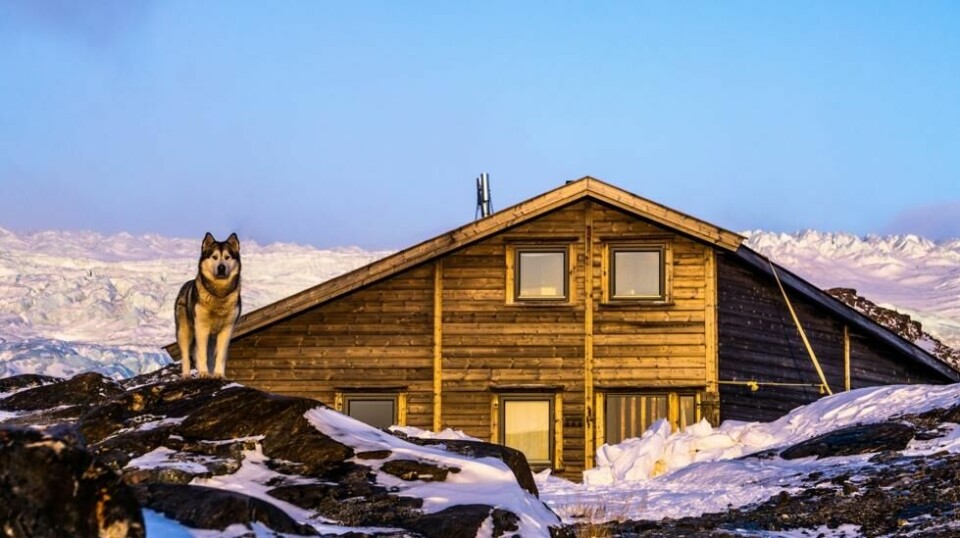 Nordenskiöld Lodge innerst i Adolfbukta i Billefjorden på Svalbard skal være verdens nordligste kommersielle hytte. Her har du utsikt mot Nordenskiöldbreen, fjell og fjord.