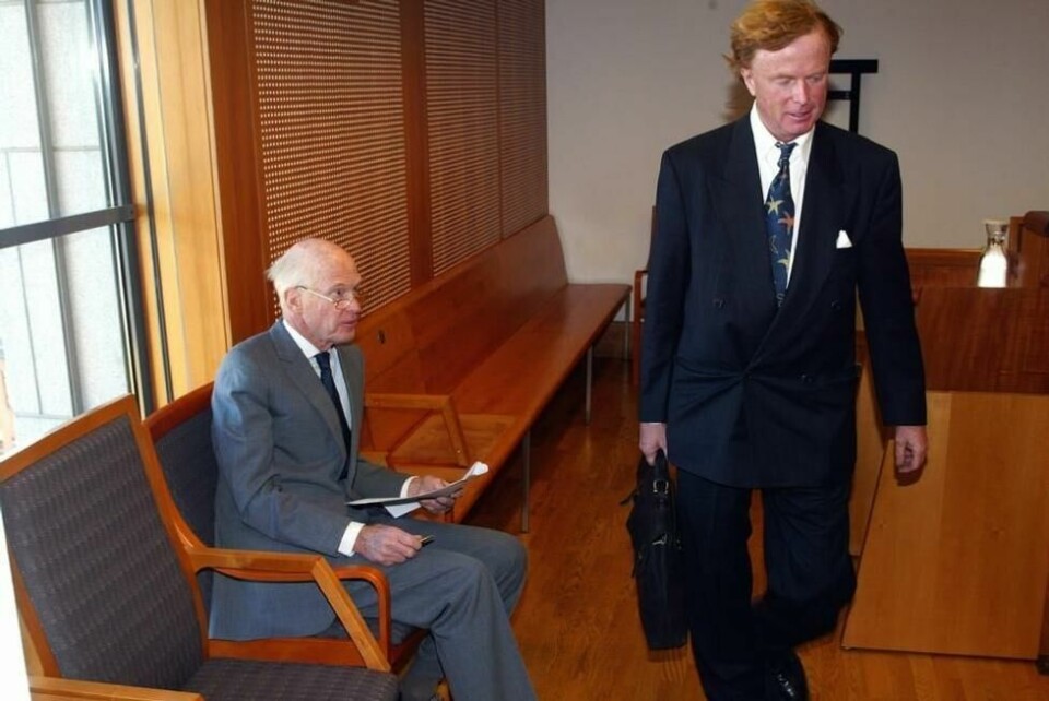 Storebror Fred. (t.v.) og lillebror møtte hverandre med et kort nikk da ankesaken om familiens Munch-samling gikk i Borgarting lagmannsrett i 2002. Storebror Fred. (t.v.) og lillebror møtte hverandre med et kort nikk da ankesaken om familiens Munch-samling gikk i Borgarting lagmannsrett i 2002. Foto: Gunnar Lier / NTB