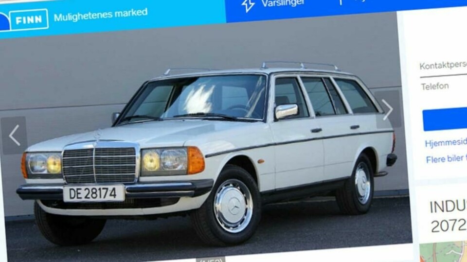 Mercedesen fra 1985 her ikke gått mer enn drøyt 19.000 kilometer på alle disse årene og er som ny. Faksimile fra finn.no