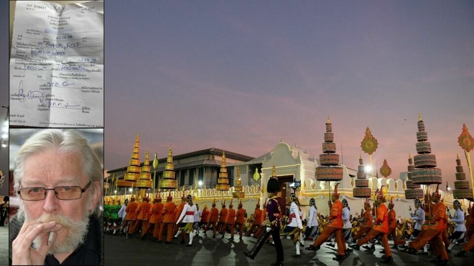 Lovens lange arm grep inn da Rolf Øvrum tok en røyk 50-100 meter unna Grand palace i Bangkok. – De var jævlig aggresive, sier 70-åringen.