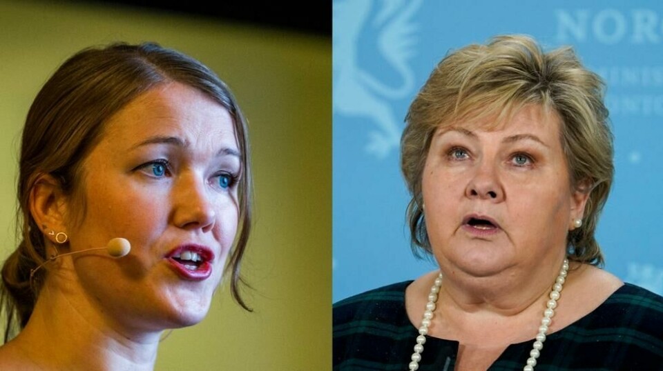 MDG-leder Une Bastholm går til angrep mot Erna Solberg.