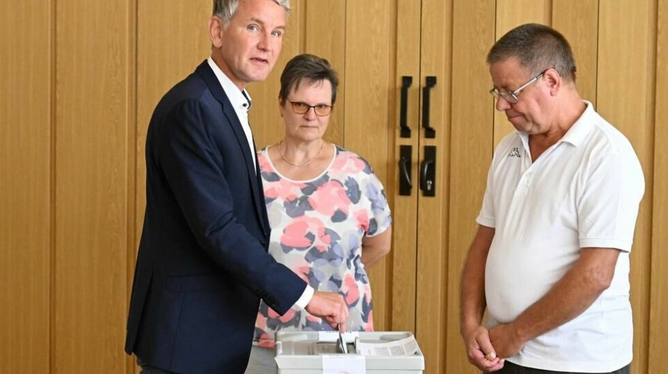 Björn Höcke er leder for AfD i Thüringen. Foto: Swen Pfortner/dpa via AP/NTB