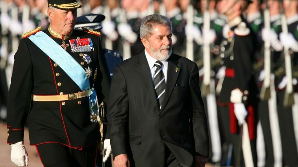 Kong Harald og Brasils president Luiz Inacio Lula da Silva under sistnevntes statsbesøk i Norge i 2007. Foto: Håkon Mosvold Larsen / NTB