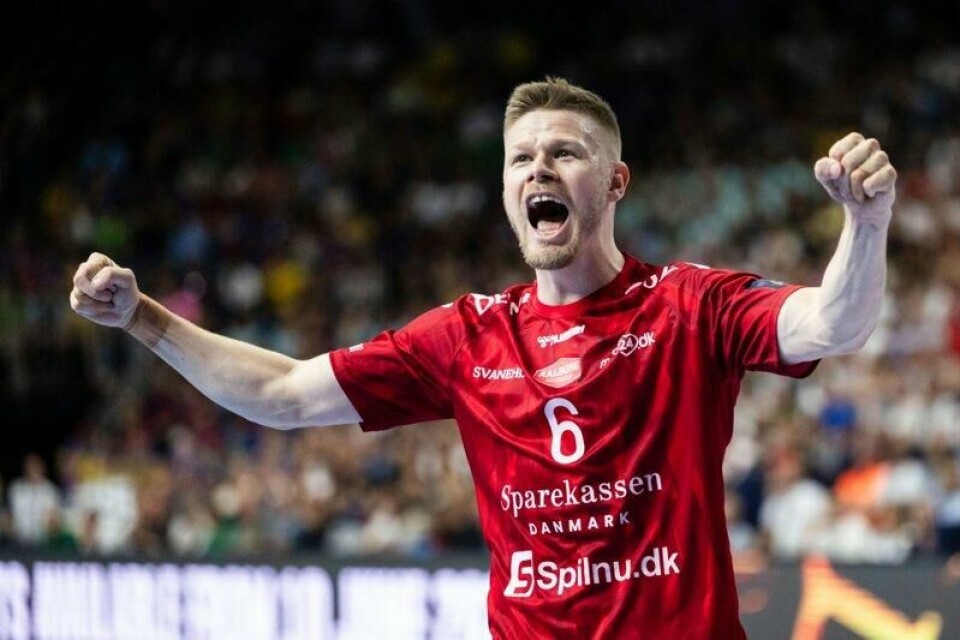 Sebastian Barthold jubler underveis i Aalborgs mesterligasemifinale mot Magdeburg i fjor sommer.