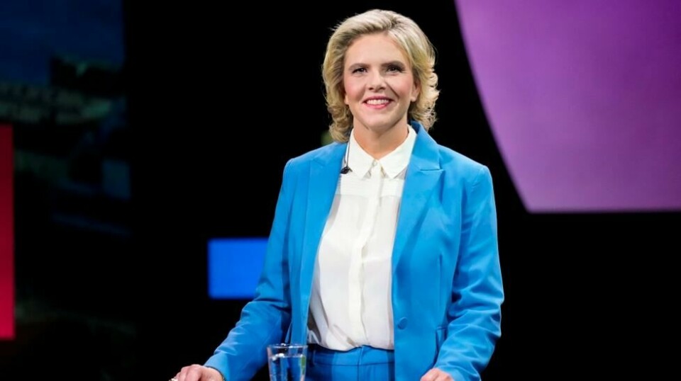 Frp-leder Sylvi Listhaug fnyser av innvendingene mot narkohunder på skolene. Foto: Heiko Junge / NTB