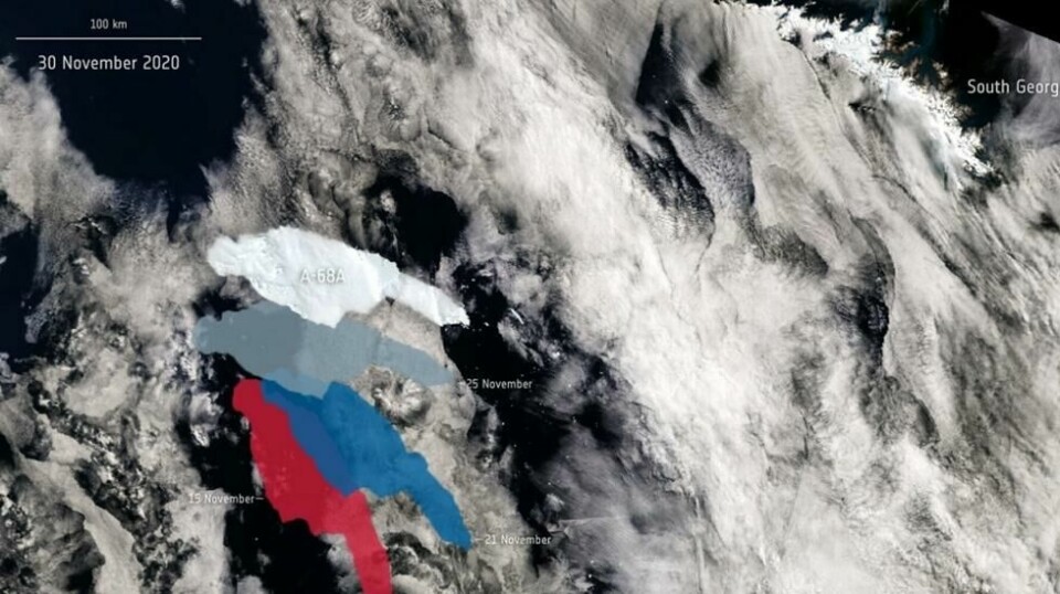 Det var i 2017 isfjellet løsnet fra Larsen-C-breen i Antarktis i den nordvestlige delen av Weddellhave . Isfjellet blir av forskerne omtalt som «A-68A»