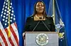 New Yorks justisminister Letitia James varsler beslag av Donald Trumps verdier hvis han ikke kan betale boten. Foto: Bebeto Matthews / AP / NTB Foto: NTB