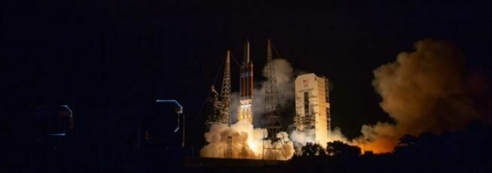 En bærerakett av typen Delta IV med Parker-sonden ombord letter fra Cape Canaveral i Florida. Foto: Nasa. En bærerakett av typen Delta IV med Parker-sonden ombord letter fra Cape Canaveral i Florida. Foto: Nasa.