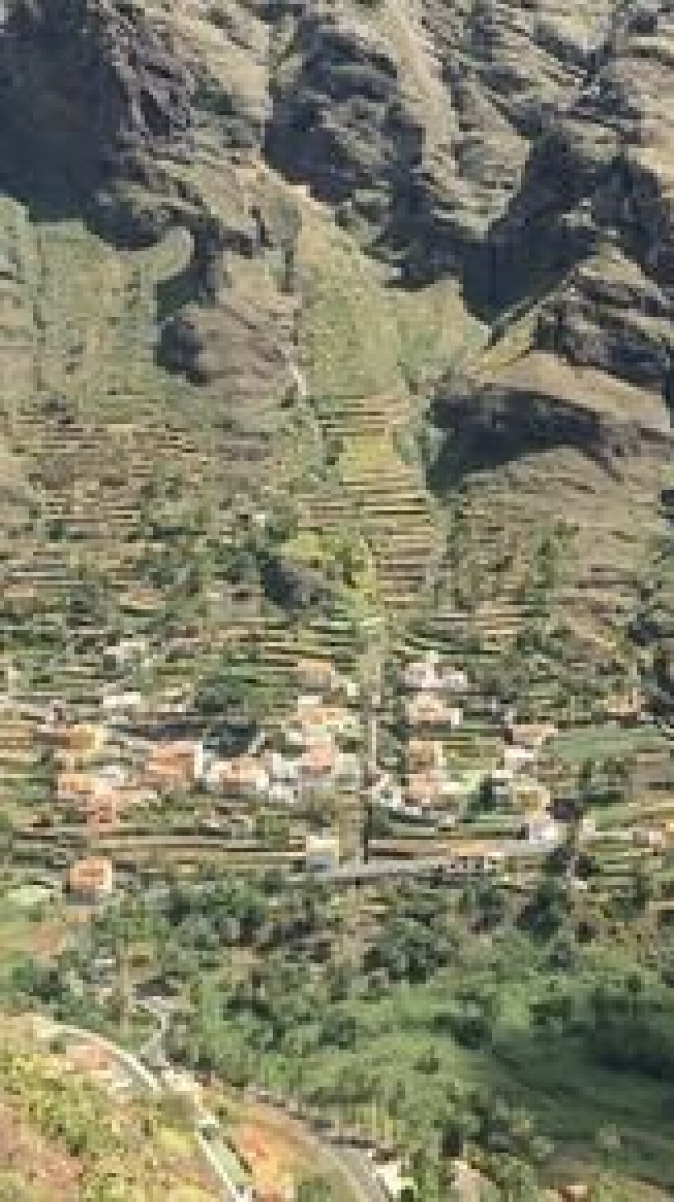 Det er mange på La Gomera som hadde fortjent oppmerksomhet i TV-serien «Der ingen skulle tru at nokon kunne bu». Hus klamrer seg fast selv i den bratteste skrent. Og over alt finner terrasser anlagt for å nytte enhver mulighet til å dyrke noe. Foto: Sverre Bjørstad Graff. Det er mange på La Gomera som hadde fortjent oppmerksomhet i TV-serien «Der ingen skulle tru at nokon kunne bu». Hus klamrer seg fast selv i den bratteste skrent. Og over alt finner terrasser anlagt for å nytte enhver mulighet til å dyrke noe. Foto: Sverre Bjørstad Graff.