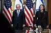 Israels statsminister Benjamin Netenyahu og USAs visepresident Kamala Harris møttes forrige uke. Harris er skeptisk til Israels krigføring, men vil opprettholde et samarbeid. Foto: Kenny Holston / AFP / NTB