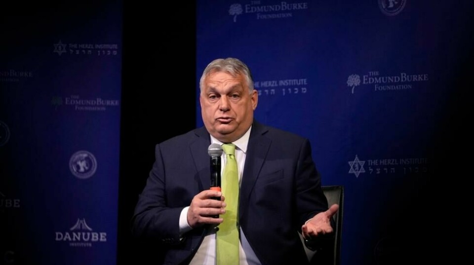 Den ungarske statsministeren Viktor Orban under en konferanse i Brussel i midten av april. Foto: Virginia Mayo / AP / NTB