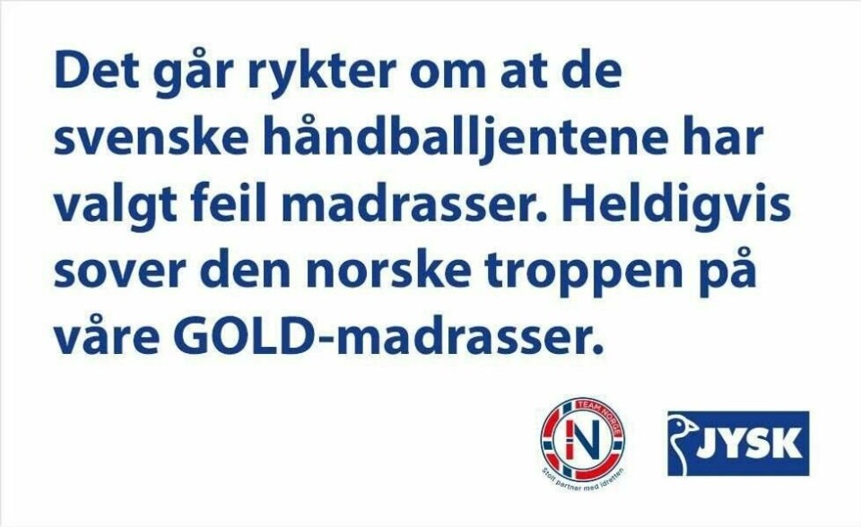 Jysk svarer på Ikeas OL-stikk – deler ut madrasser til norske utøvere