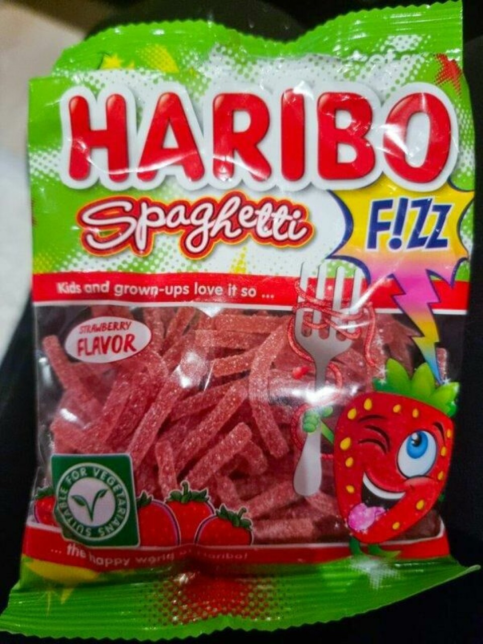 Dollarstore AS kaller tilbake Haribo Spagetti Fizz fordi det inneholder allergenene hvete og melk uten at det er oppgitt. Dollarstore AS kaller tilbake Haribo Spagetti Fizz fordi det inneholder allergenene hvete og melk uten at det er oppgitt. Foto: Mattilsynet / handout / NTB
