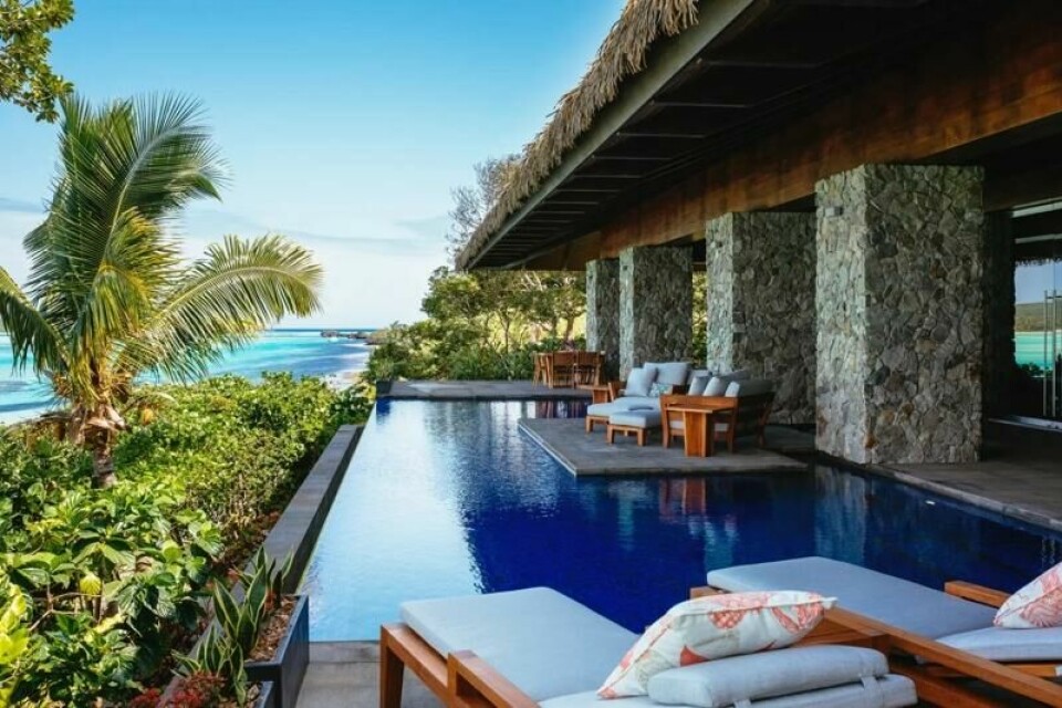 Kaibu Island i Fiji har tre luksusvillaer med blant annet basseng og spa. Prins Harry og hertuginne Meghan skal ha feriert på øya i 2018. Kaibu Island i Fiji har tre luksusvillaer med blant annet basseng og spa. Prins Harry og hertuginne Meghan skal ha feriert på øya i 2018. Foto: Vladi Private Islands / Vladi-private-islands.de/en/