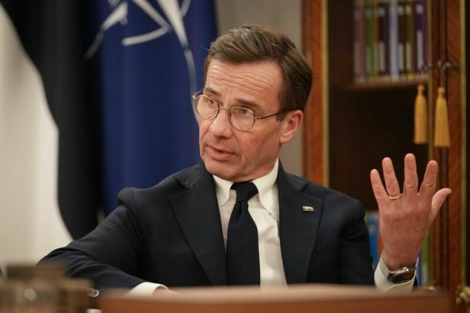 Sveriges statsminister Ulf Kristersson i et tidligere intervju i Estland.