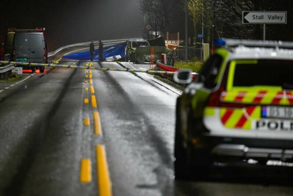 Politiet jobber på stedet etter skuddveksling på Klepp i Rogaland natt til lørdag.