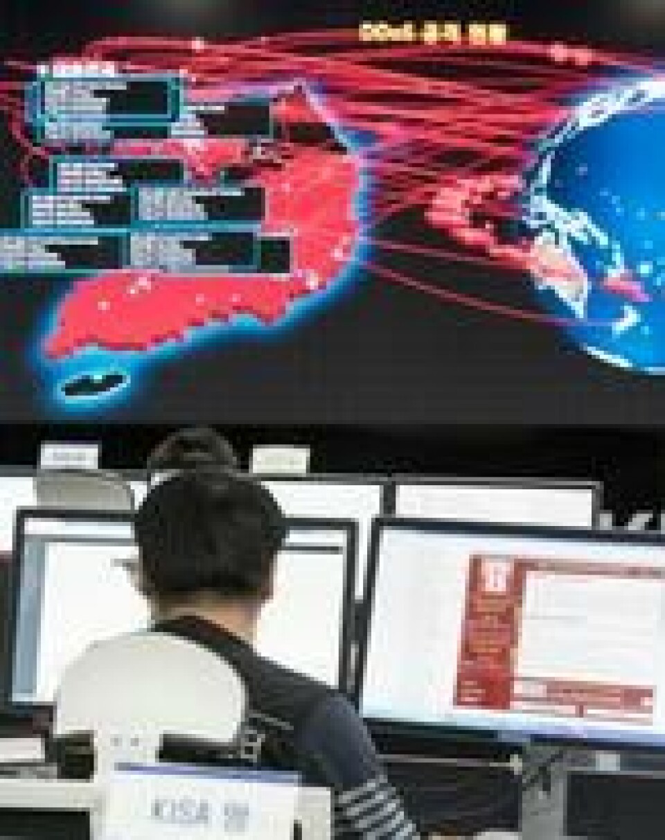 Ansatte ved det sørkoreanske Internett- og sikkerhetsbyrået overvåker mulige cyberangrep under WannaCry-krisen 15. mai. Scanpix/AP. Ansatte ved det sørkoreanske Internett- og sikkerhetsbyrået overvåker mulige cyberangrep under WannaCry-krisen 15. mai. Scanpix/AP.