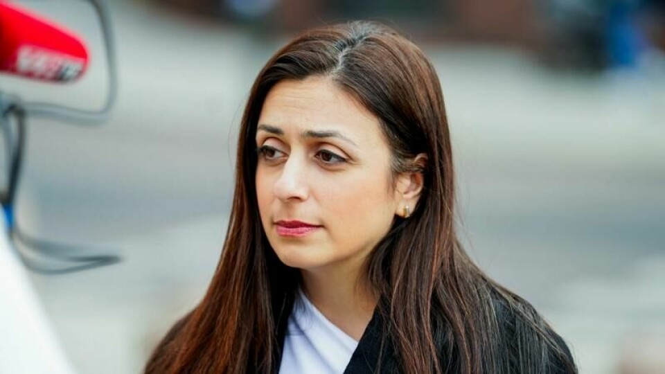Oslo 20240418. Hadia Tajik (Ap) på demonstrasjonen foran Stortinget for en ny samtykkelov og et løft i seksualitetsundervisningen i skolene. Foto: Lise Åserud / NTB
