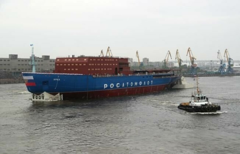 Den atomdrevne isbryteren Ural under sjøsettingsseremonien ved verftet Baltikum i St. Petersburg 25. mai. NTB Scanpix/Reuters. Den atomdrevne isbryteren Ural under sjøsettingsseremonien ved verftet Baltikum i St. Petersburg 25. mai. NTB Scanpix/Reuters.