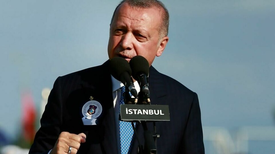 President Recep Tayyip Erdogan under en tale han holdt til studenter ved et militærakademi i Istanbul i slutten av august.