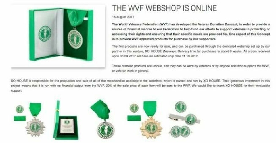 Slik annonserte WVF medaljongene til salg, og da med referanser til et annet selskap enn NorgesProfil. Det nevnte selskapet kjente ikke til dette og, og annonsen er nå fjernet fra WVFs hjemmesider. Slik annonserte WVF medaljongene til salg, og da med referanser til et annet selskap enn NorgesProfil. Det nevnte selskapet kjente ikke til dette og, og annonsen er nå fjernet fra WVFs hjemmesider.