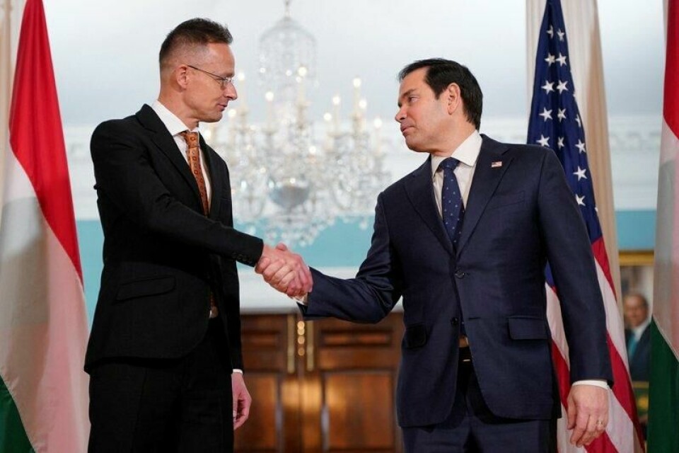 USAs utenriksminister Marco Rubio møtte den ungarske utenriksministeren Peter Szijjarto i Washington, D.C. 4. mars 2025. REUTERS/Nathan Howard USAs utenriksminister Marco Rubio møtte den ungarske utenriksministeren Peter Szijjarto i Washington, D.C. 4. mars 2025. REUTERS/Nathan Howard Foto: Reuters/NTB
