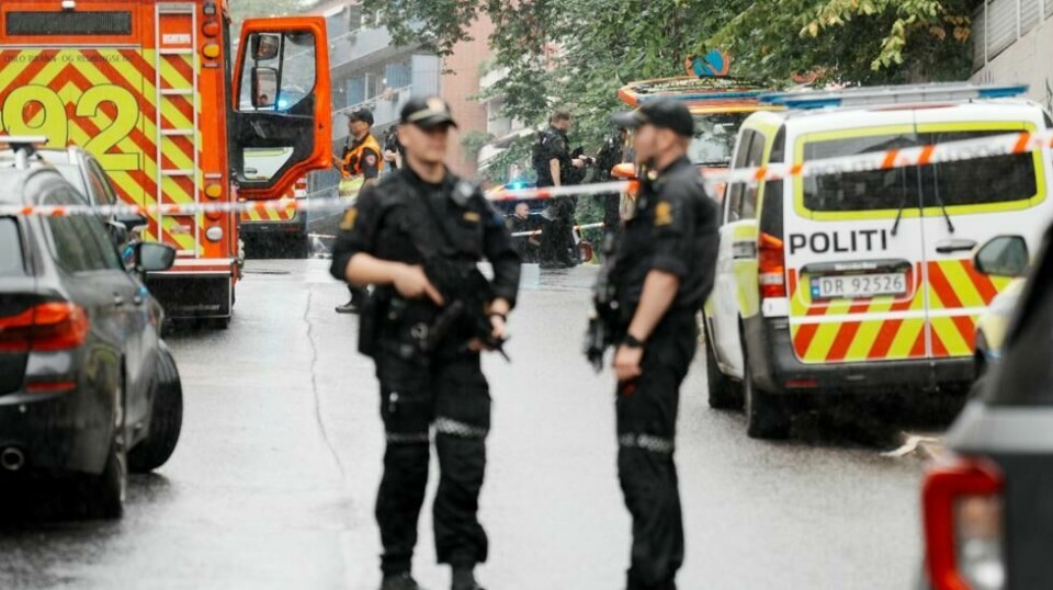 Politiet rykket ut med store ressurser etter eksplosjonen. Foto: Stian Lysberg Solum / NTB