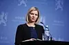 Kunnskaps- og integreringsminister Guri Melby (V) på den daglige pressekonferansen om coronasituasjonen. Foto: NTB scanpix