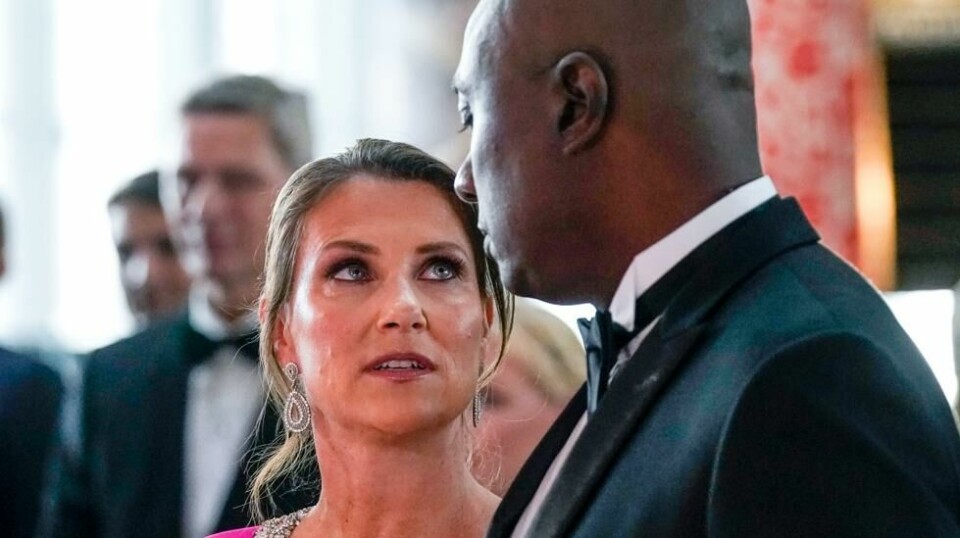 Prinsesse Märtha Louise og Durek Verrett under middagen til regjeringens festarrangement i juni i forbindelse med prinsesse Ingrid Alexandras myndighetsdag.