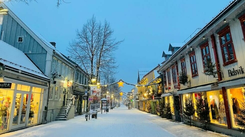 Julestemning i Storgata, Lillehammer i 2021.