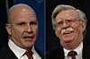 UT: Nasjonal sikkerhetsrådgiver H.R. McMaster (t.v.). INN: ny sikkerhetsrådgiver John Bolton (t.h.). Scanpix/AFP.