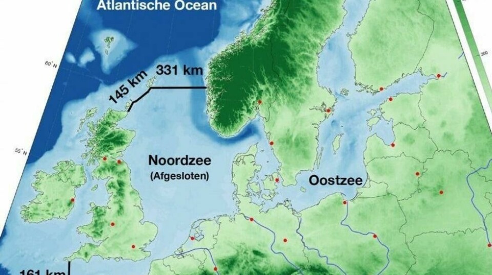 Slik ser de nederslandske forskerne for seg at demningene som kan stenge Nordsjøen kan plasseres.
