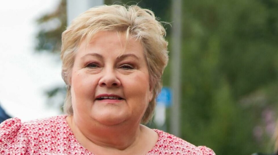 Høyre-leder Erna Solberg møter flere medier torsdag.