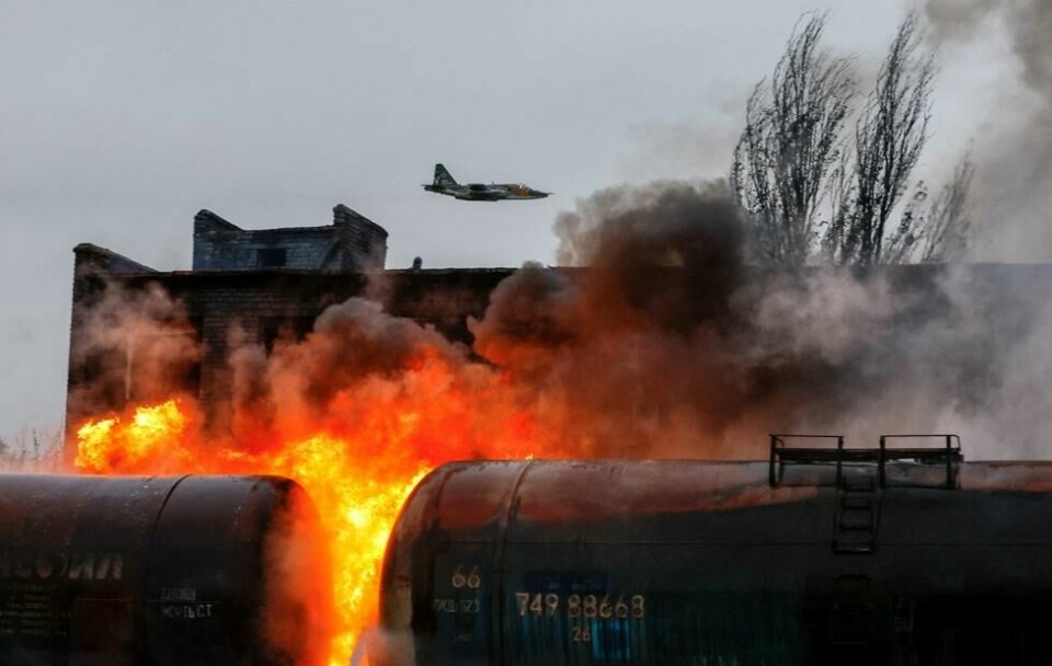 Et russisk Su-25-fly over Donetsk i Ukraina i fjor. Et russisk Su-25-fly over Donetsk i Ukraina i fjor. Foto: Alexander Ermosjenko / Reuters / NTB