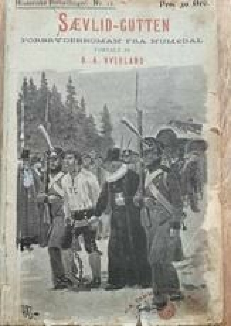 Faksimile, forsiden av O.A. Øverlands bok om Sevleguten, utgitt i 1896. Illustrasjonen på omslaget ble laget av Andreas Bloch. Faksimile, forsiden av O.A. Øverlands bok om Sevleguten, utgitt i 1896. Illustrasjonen på omslaget ble laget av Andreas Bloch.