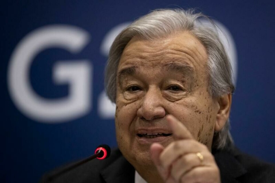 FNs generalsekretær António Guterres, her under G20-toppmøtet i Rio de Janeiro tidligere i november.