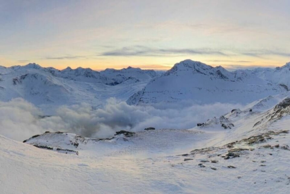 Skjermdump fra Bergfex tatt klokken 17.46 onsdag 29. januar viser området i Alpene der fire nordmenn omkom i et snøskred onsdag ettermiddag.