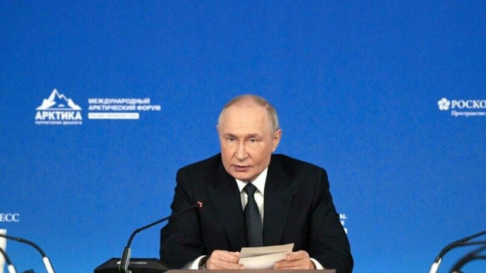 Russlands president Vladimir Putin på torsdagens konferanse i Murmansk.