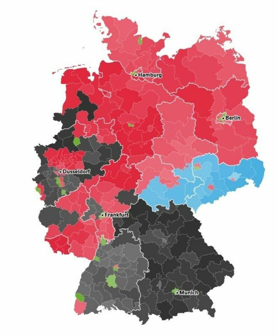 Slik så det ut i 2021, da SPD ble det største partiet. Slik så det ut i 2021, da SPD ble det største partiet. Foto: Skjermdump / Reuters