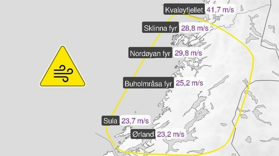 Her ventes det kraftig vind søndag.