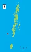 Den røde flekken viser øyas plassering i forhold til Andamanene- og Nicobarenøyene. Foto: Wikimedia Commons