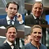 De «sparsommelige fire». Østerrikes forbundskansler Sebastian Kurz, Sveriges statsminister Stefan Löfven, Nederlands Mark Rutte og Danmarks Mette Frederiksen. Foto: Ludovic Marin / AFP / NTB scanpix