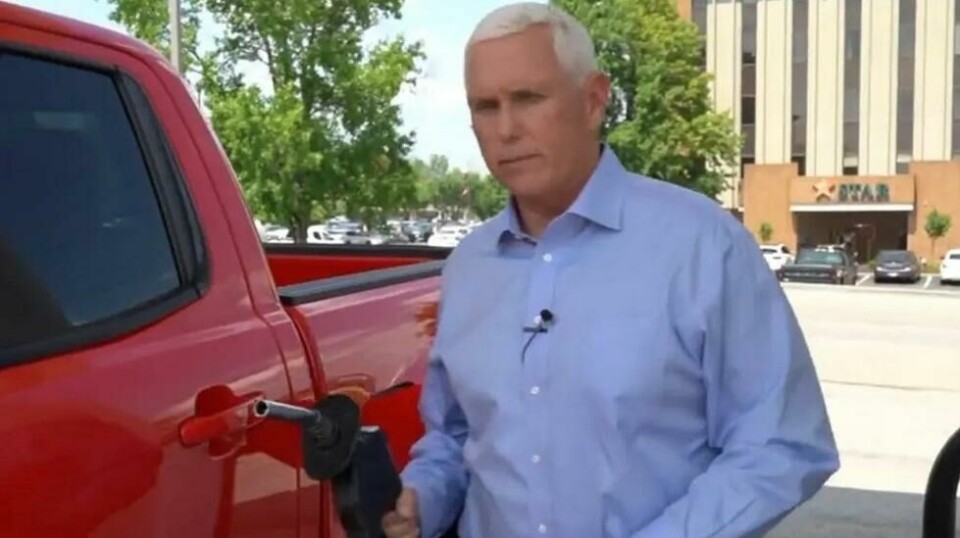 Tidligere visepresident i USA og presidentkandidat Mike Pence i kampanjevideoen lagt ut på Twitter.