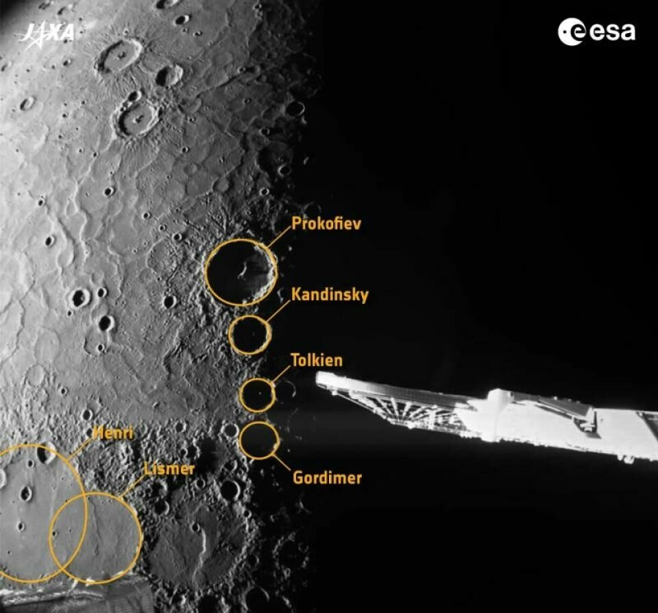 I noen av kraterne ved Merkurs nordpol er det alltid skygge. I noen av kraterne ved Merkurs nordpol er det alltid skygge. Foto: ESA/BepiColombo/MTM